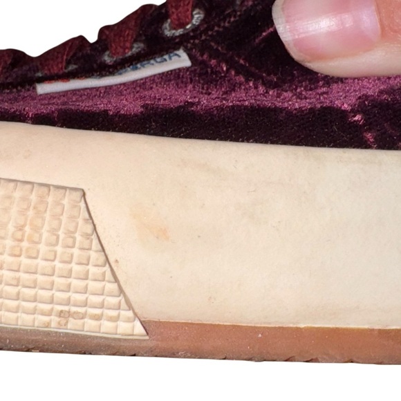 SUPERGA 2750 Velvet Sneakers in Bordeaux Shoes Size 9 - Picture 15 of 16